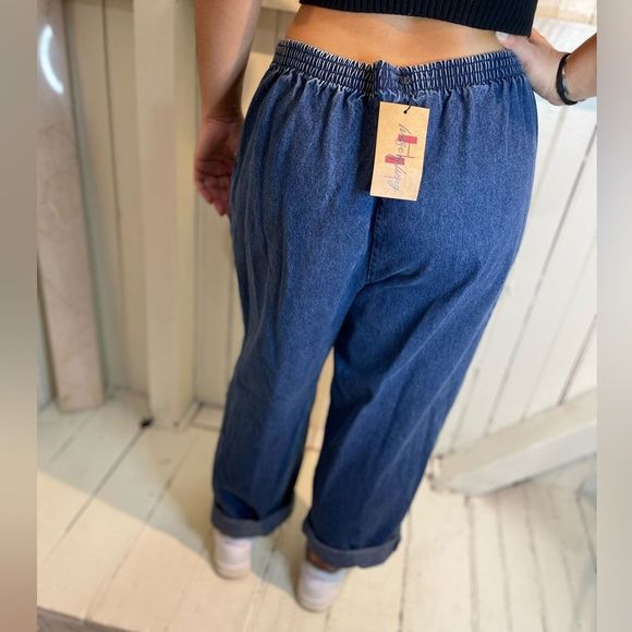Vintage Blair Medium Petite Wide Leg Mom Jeans Elastic Waist - Picture 2 of 11